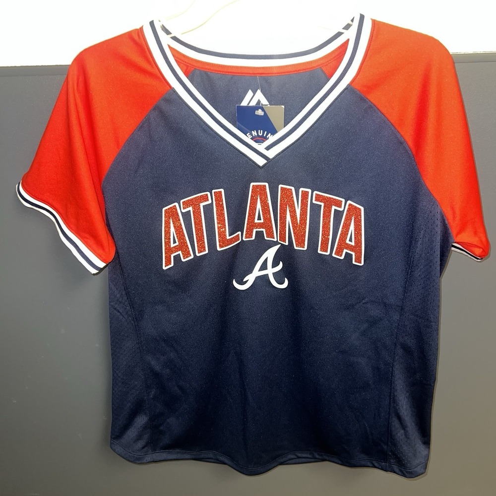 Majestic Atlanta Navy and Red Women's Jersey